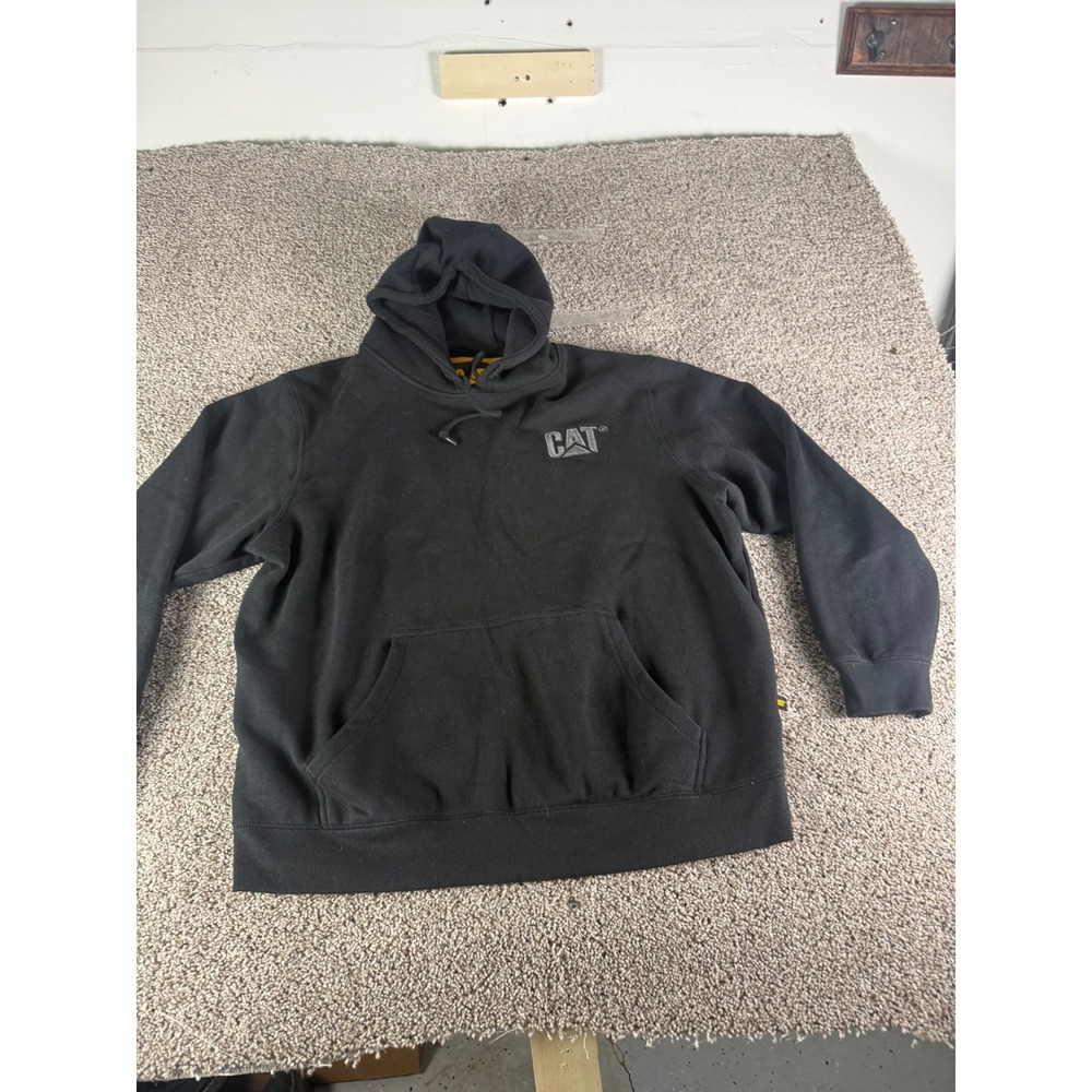 Caterpillar CAT Mens Black Embroidered Logo Pullover‎ Hoodie Sweatshirt XL